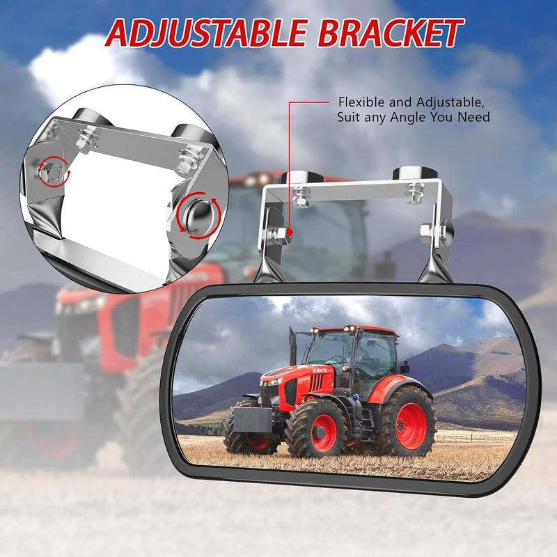 Lifronkit Magnetic Tractor Mirror, Rearview and Side Mirrors for Tractors, Forklifts, Golf Cart, Fit for John Deere, Kubota, Convex Mirror with U-Bracket, Screw-on or Magnets Installation,no Vibration - Image 4
